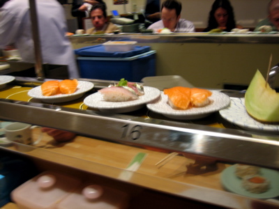 conveyor belt sushi. Usually, for our conveyor-elt